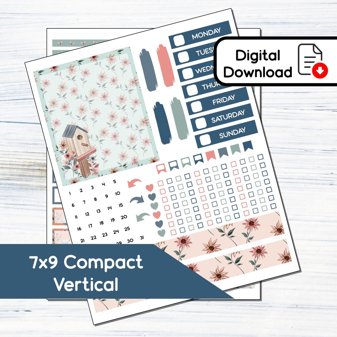 7x9 Compact Vertical - Floral Fall Printable Compact Vertical Sticker ...