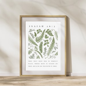 Isaiah 26:3 KJV Bible Verse Wall Art, Floral Christian Decor, Living ...