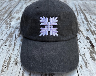 ulu quilt hat embroidered breadfruit quilt design baseball cap ulu breadfruit design Hawaiian quilt hat embroidery