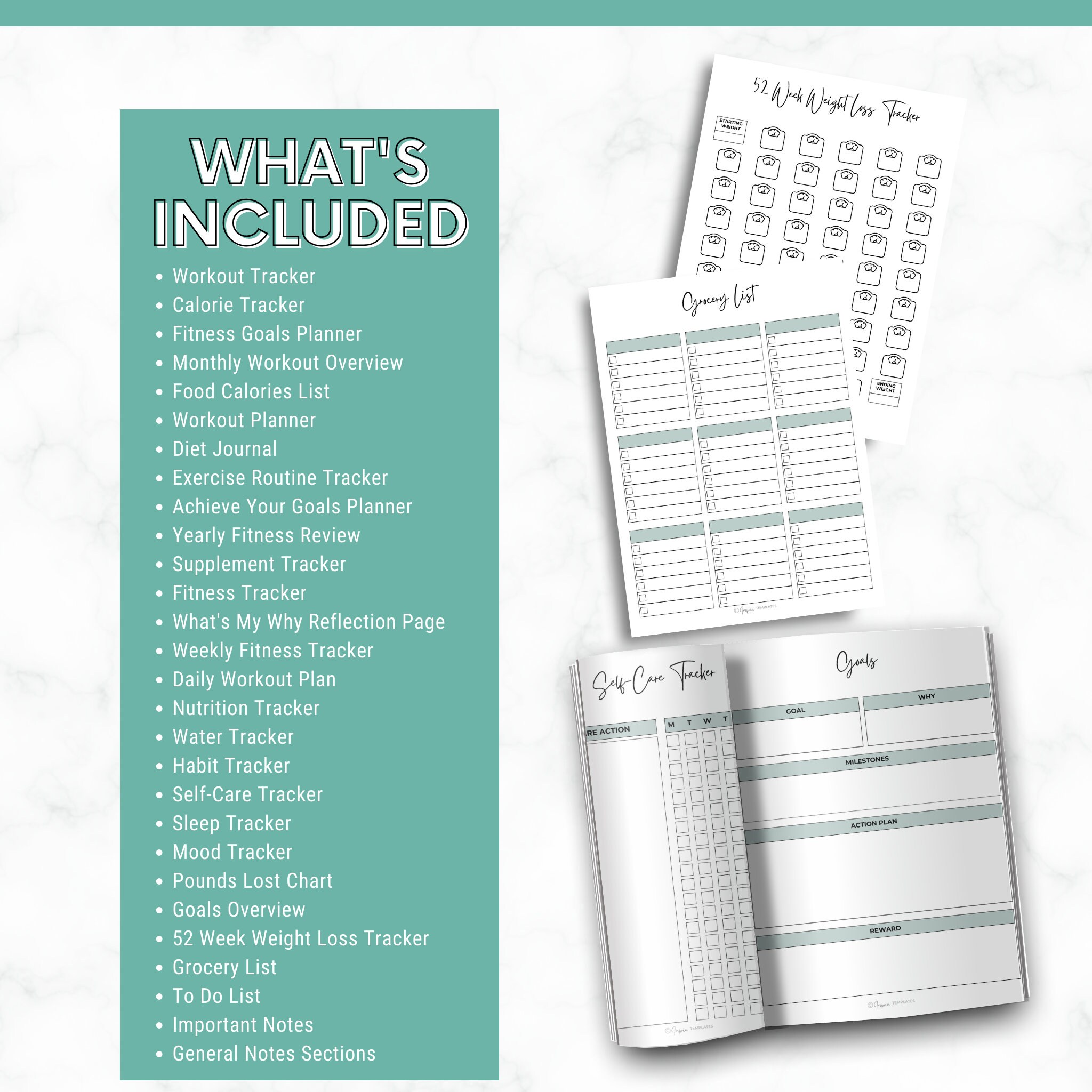Ultimate Weight Loss Planner Printable Bundle - Comprehensive Fitness ...