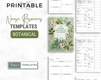 Botanical Nurse Planner Printable - Comprehensive Nursing Organizer, Shift Planner, Medication Tracker - Letter, A4, A5, Instant Download