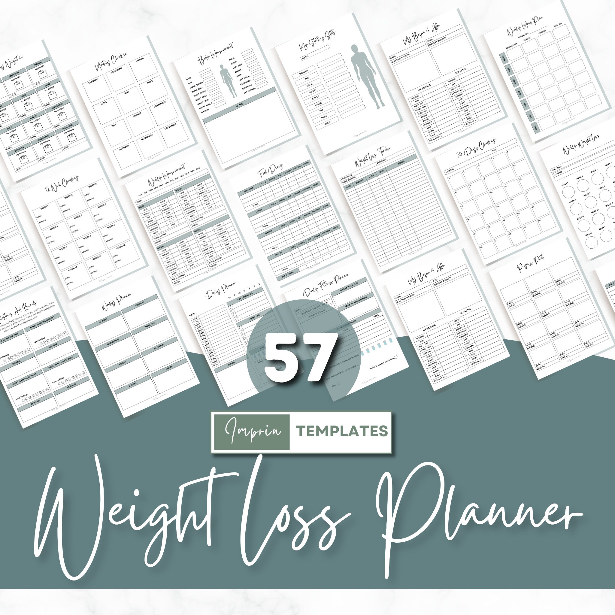 Ultimate Weight Loss Planner Printable Bundle - Comprehensive Fitness ...
