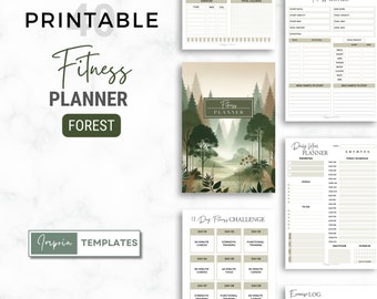 Fitness Planner Printable, Wellness Journal, Health Tracker, Workout Log, Diet Planner - Letter, A4, A5, Happy Planner Sizes