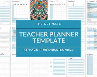 Planificador para profesores 2024: elegante - Imprimible en A4, A5, Carta, tamaño Happy Planner - El mejor organizador para educadores
