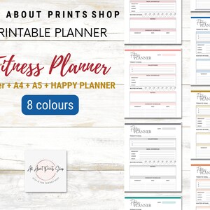 Fitness Planner Printable, Fitness and Health Template and Tracker, Fitness Journal | Planner Insert | Letter + A4 + A5 + Happy Planner