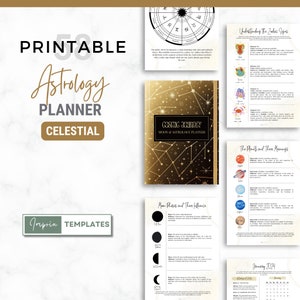 Cosmic Journey Moon & Astrology Planner Printable - 4 Sizes (Letter, A5, A4, Happy Planner) - Non-Editable