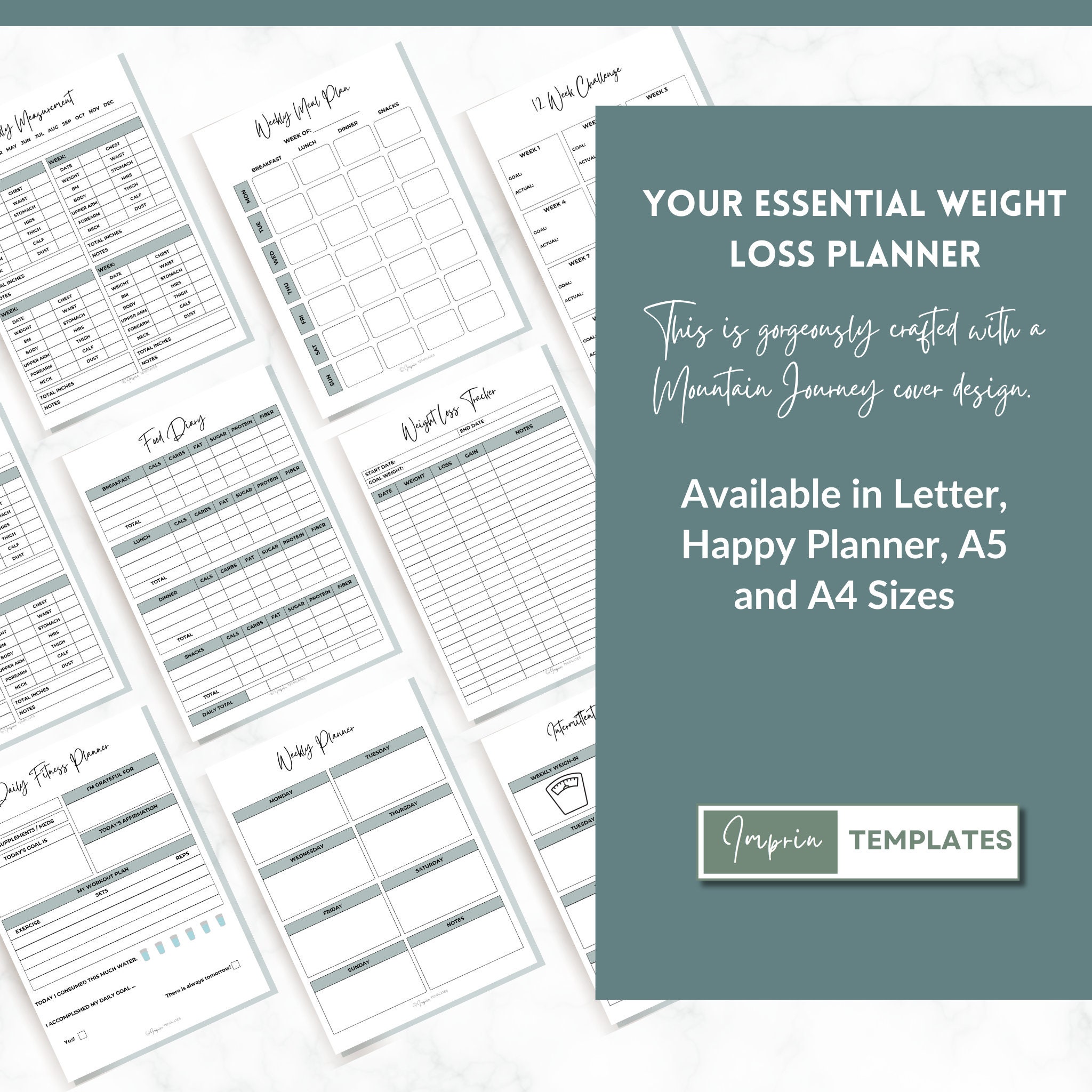 Ultimate Weight Loss Planner Printable Bundle - Comprehensive Fitness ...