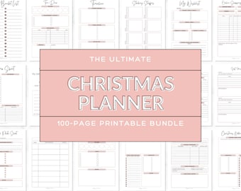 May include: A printable Christmas planner bundle with 100 pages. The cover features a pink background with the text "The Ultimate Christmas Planner" and "100-Page Printable Bundle".