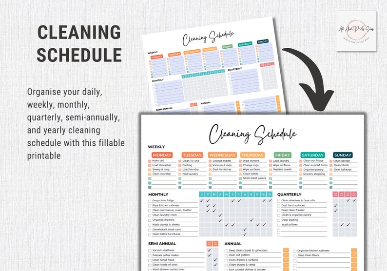 Editable Cleaning Schedule Fillable Weekly Monthly - Etsy Australia