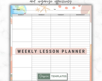 Teacher Lesson Planner | Weekly, Monthly Lesson Plans | Teacher Organizer, Plan Book | Printable PDF Planner for Educators