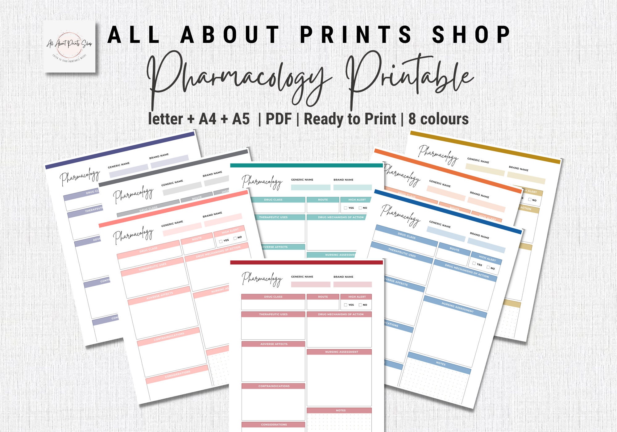Printable Pharmacology Template | Nursing Student Resource | Medicine Guide Template | Ready to ...