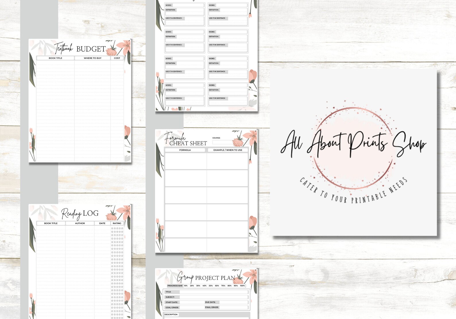 Student Planner, Study Planner Printable Academic Planner Inserts Ready to Print 35 Pages Letter