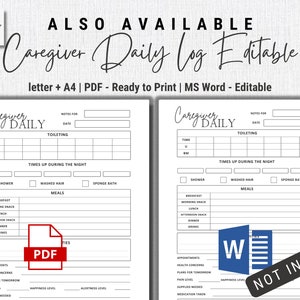Caregiver Daily Log Book Printable | Caregiver Gift | Caregiver ...