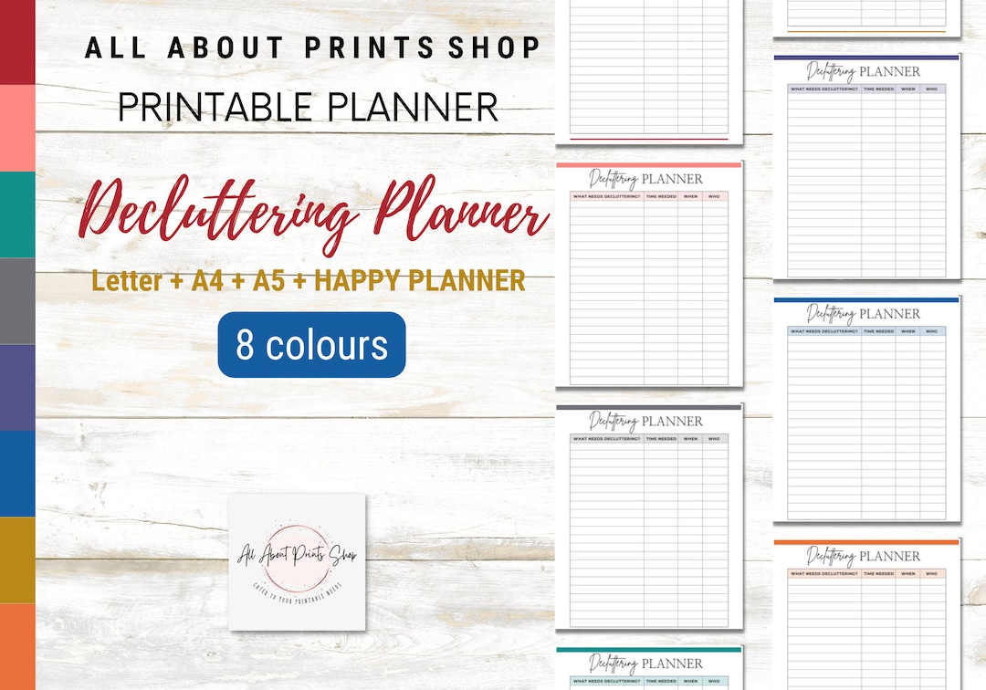 Printable Declutter Color Declutter Planner Printable, Declutter Challenges, Declutter Checklist ...