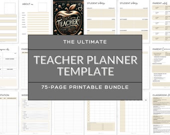 Planificador para profesores 2024: elegante - Imprimible en A4, A5, Carta, tamaño Happy Planner - El mejor organizador para educadores