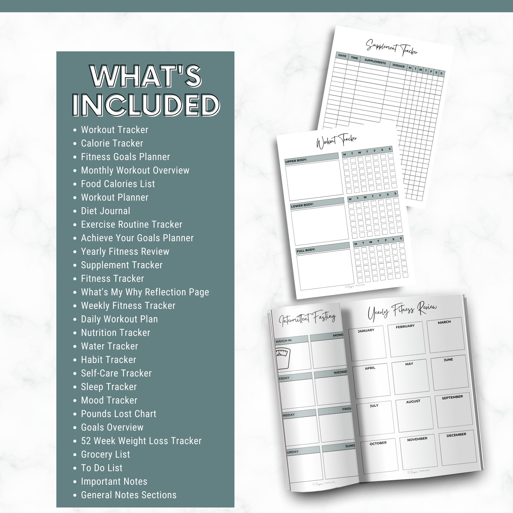 Ultimate Weight Loss Planner Printable Bundle - Comprehensive Fitness ...