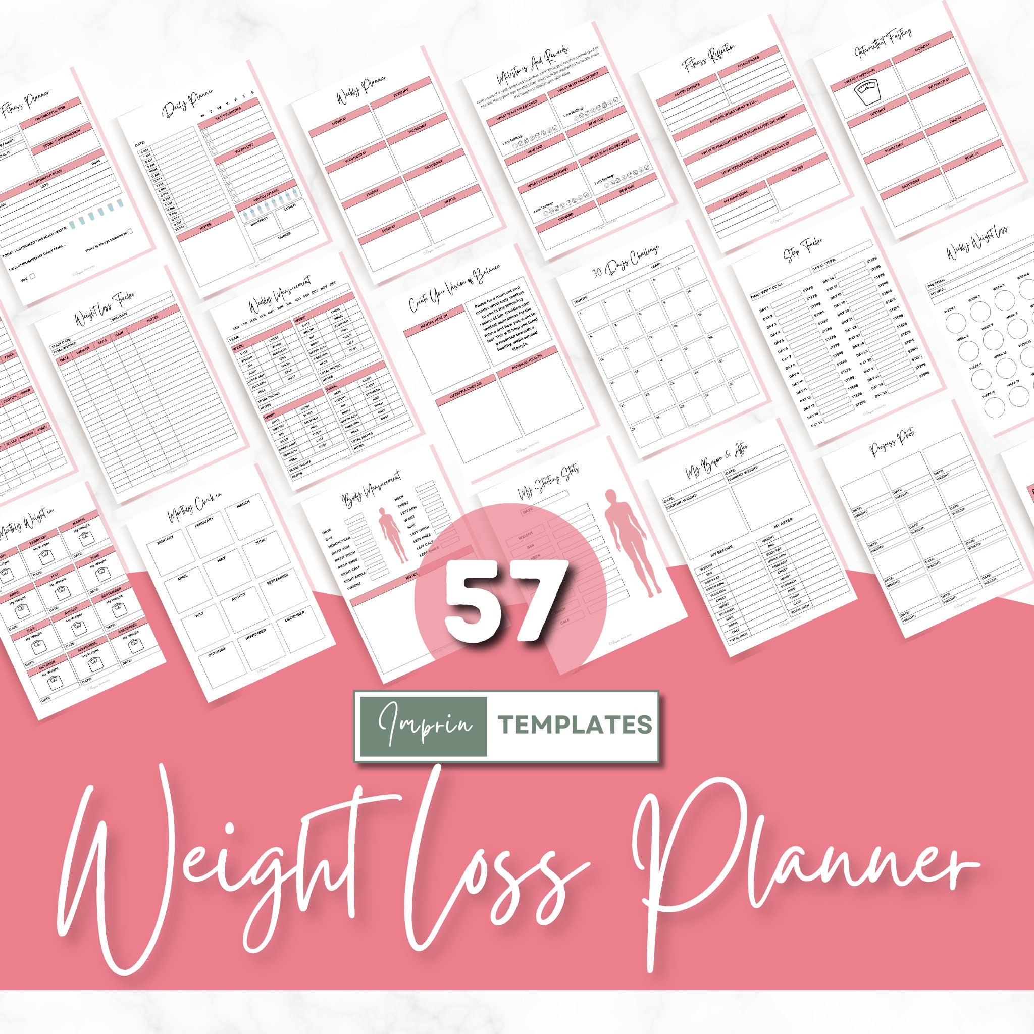 Ultimate Weight Loss Planner Printable Bundle - Comprehensive Fitness ...