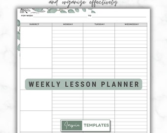 Teacher Lesson Planner | Weekly, Monthly Lesson Plans | Teacher Organizer, Plan Book | Printable PDF Planner for Educators