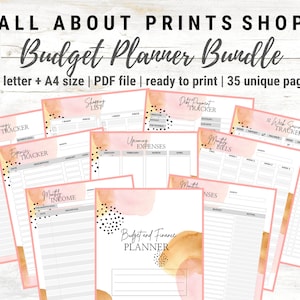 Budget and Finance Planner Printable Bundle | Finance Planner | Ready to Print | 35 Unique Pages | Watercolor Design | Letter + A4 Sizes