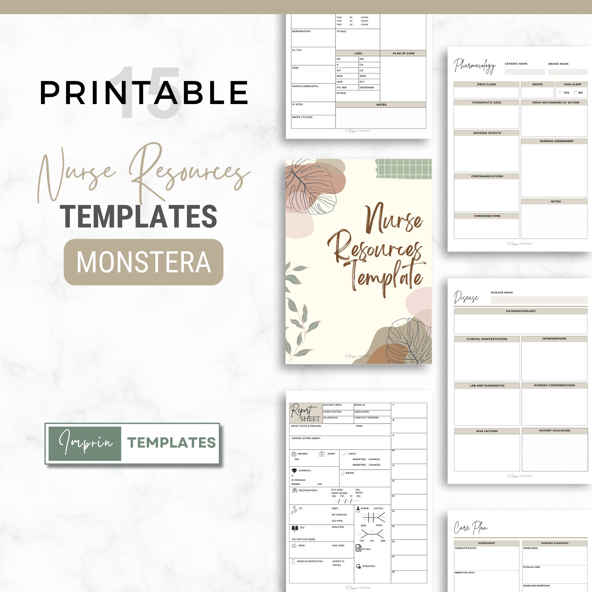 Nurse Planner Printable - Watercolor Medical Organizer, Nursing Shift ...