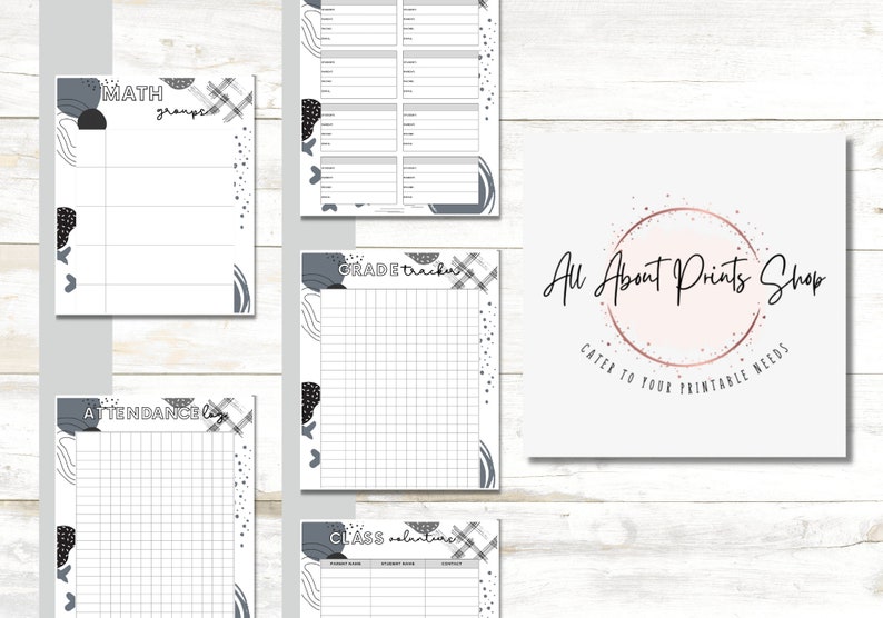 Teacher Planner Bundle Monochrome Design Academic Planner Etsy