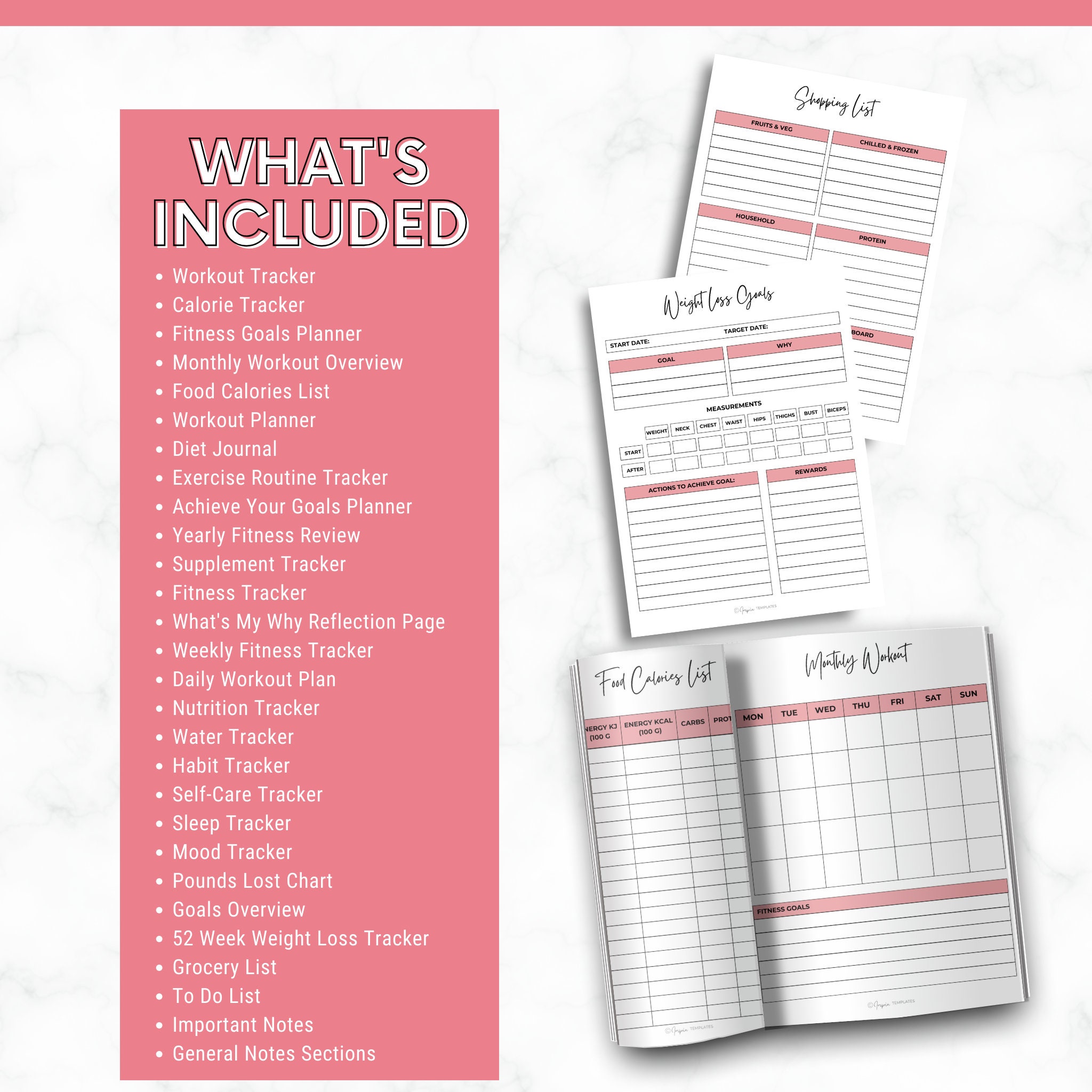 Ultimate Weight Loss Planner Printable Bundle - Comprehensive Fitness ...