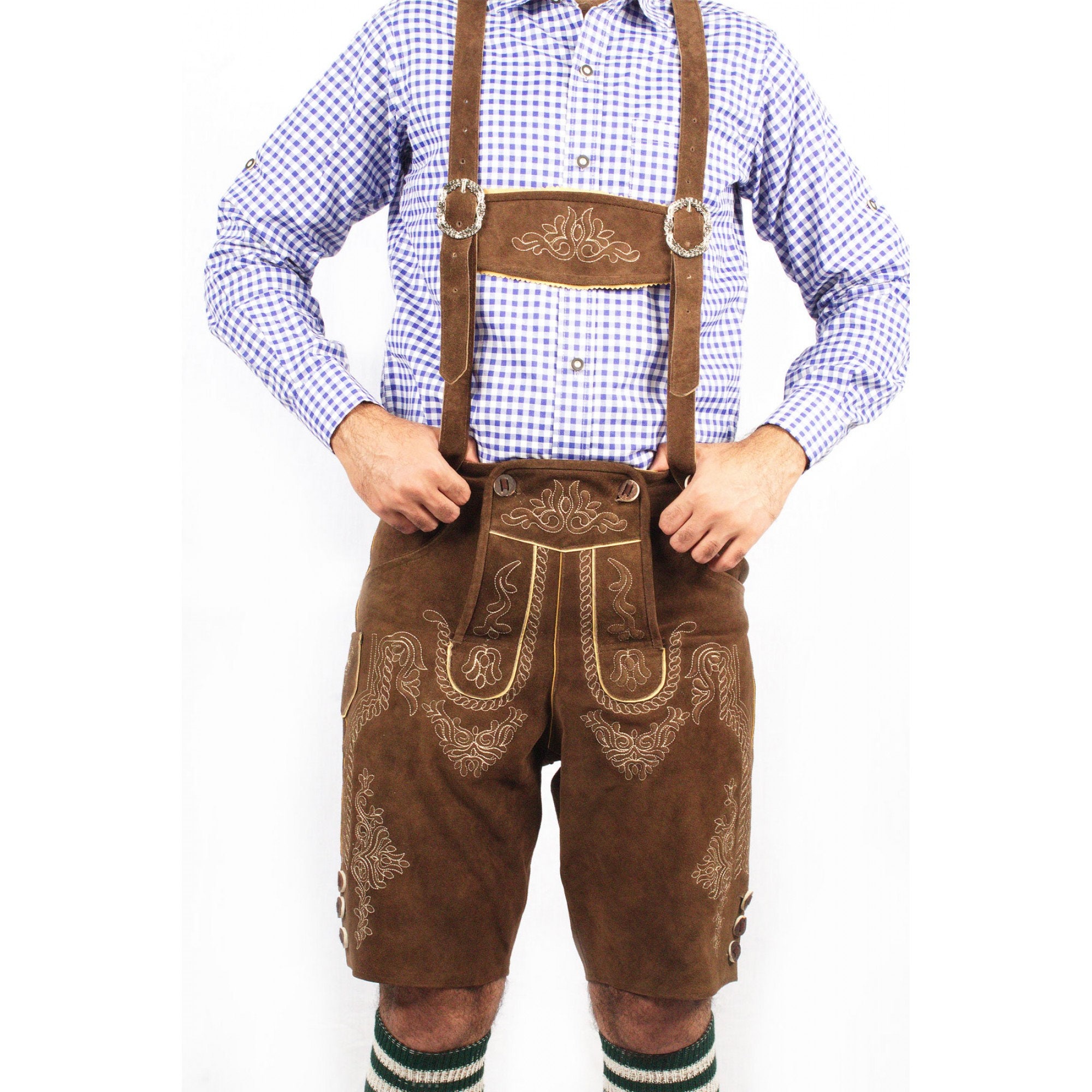 Schöneberger Mens Bavarian Suspenders for Lederhosen Oktoberfest Leather Trousers Suspenders Classic
