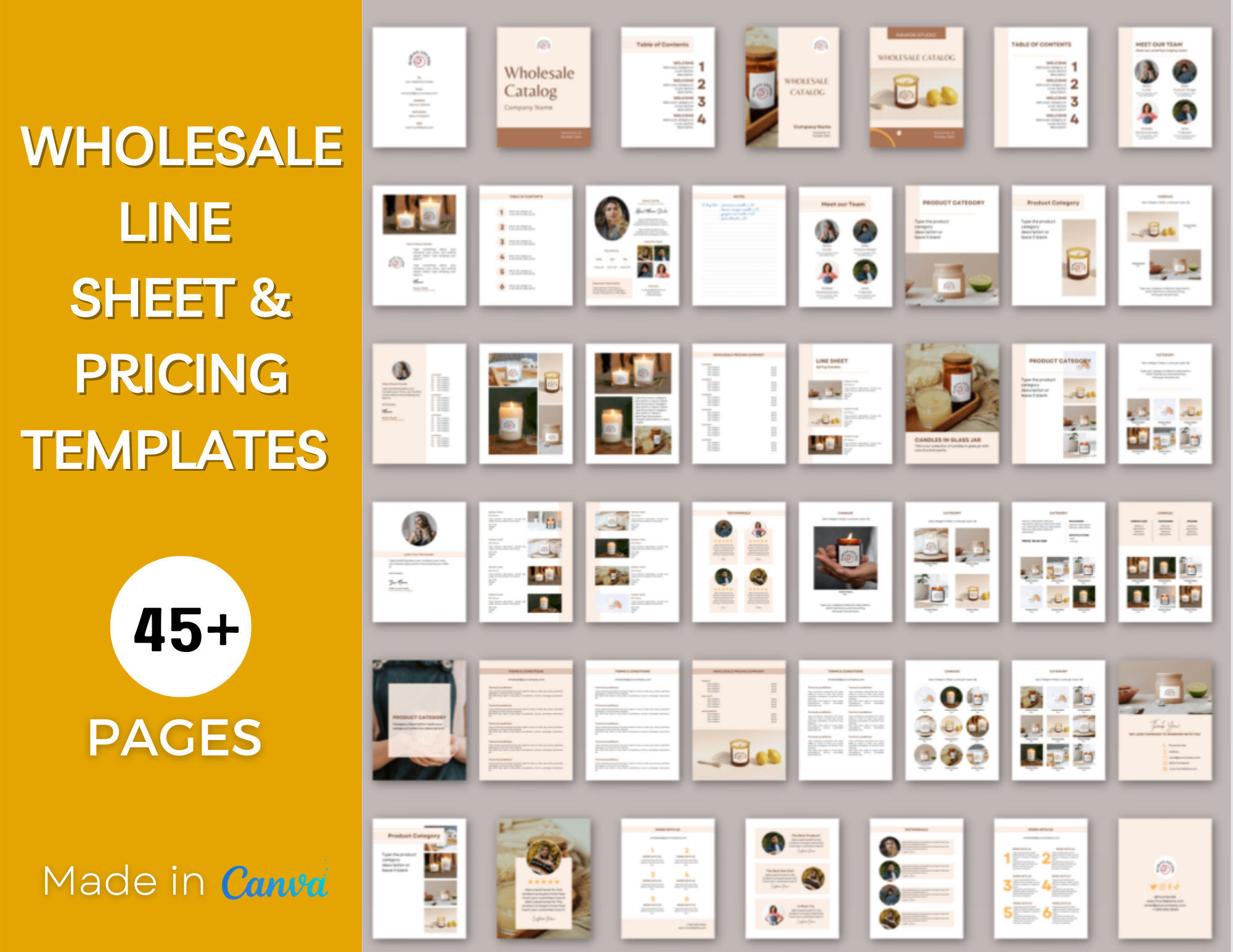 45 Editable Line Sheet Template, Wholesale Catalogue Template, Editable