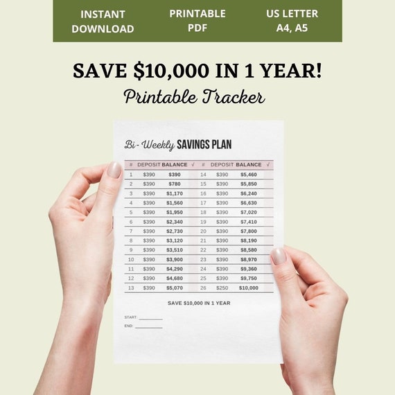 10000 Money Saving Challenge Bi-weekly Budget Planner - Etsy
