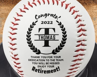 Custom Retirement Gifts For Men | Coworker Retiree Gift, Baseball & Display Stand, Personalized Job Appreciation, Office Sports Fan, 136