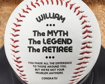 Personalized Retirement Gifts For Men | Coworker Retirement, Funny Retiree Gift, Baseball & Display Stand, Job Appreciation, Office, 138
