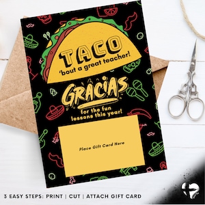 Taco Geschenk Kartenhalter Lehrer | Taco Dankeskarte, Taco Bout Ein großes Geschenk für die Wertschätzung des Lehrers, Ende des Schuljahres vom Schüler gewünscht, 398