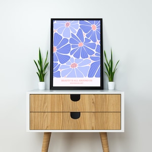 Póster de flor en un jarrón para decoración del hogar, Póster de pared botánico, Decoración de estilo boho de arte floral boho digital del mercado de flores