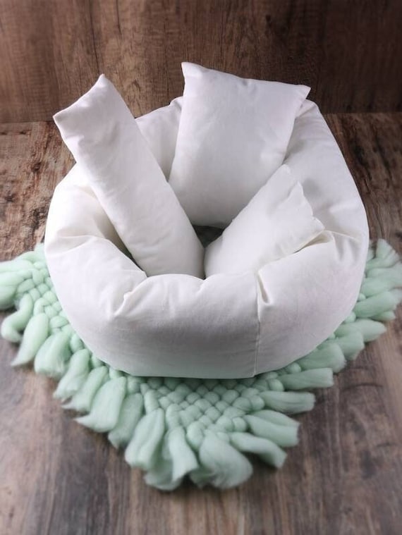 4PCS/Set Baby Newborn Photography Pillow Hat Suit Basket Filler Posing Props D 