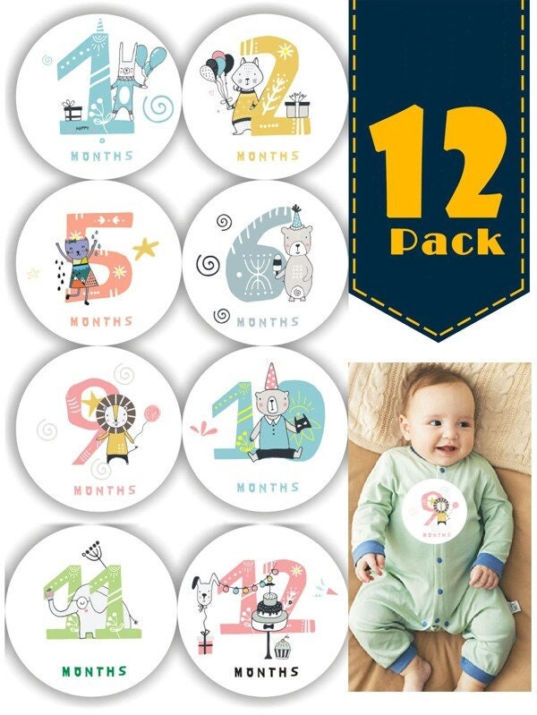 New Unisex Cartoon Infant Birthday Party Baby Monthly Sticker Newborn Photo Prop 