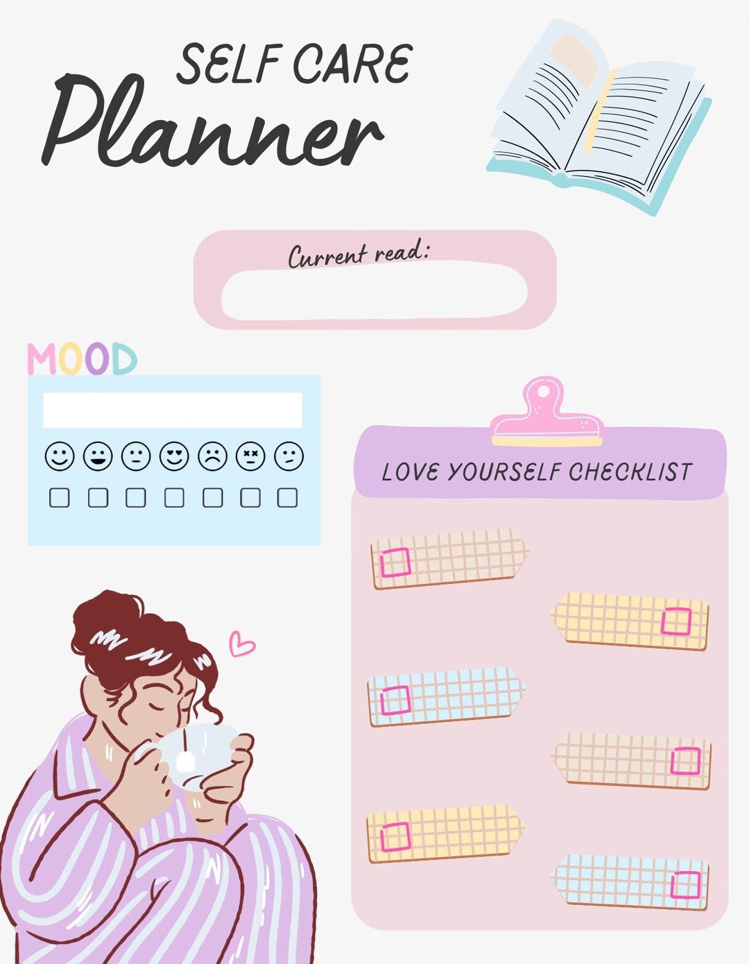 Cute Self-care Planner & Bedtime Checklist - Etsy