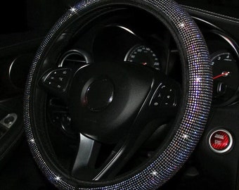 Crystal Steering Wheel Cover w/Bling Ring Emblem - BLING CAR DECOR