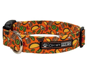 Hand Made Dog Collar by Oh My Pawd Halloween Collar for Pets Size Medium Extra with Extra Width 1 Inch Wide and 12-19 Inches Long