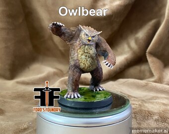 Owlbear RPG in miniatura - Stampa 3D in resina - Preparato pronto per essere dipinto