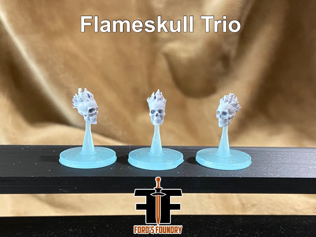 Flameskull Trio RPG Miniature Sets Resin 3D Print MZ4250 - Etsy