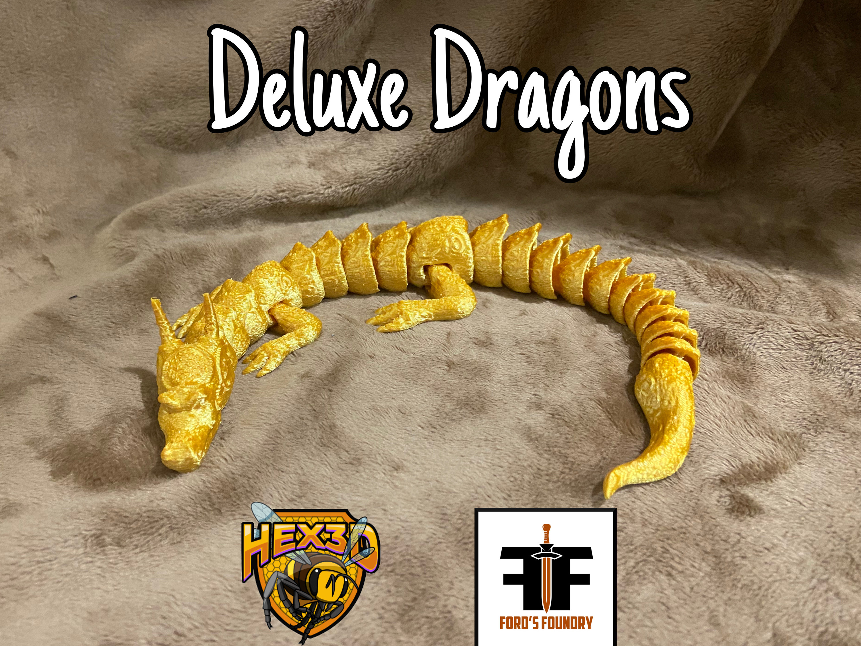 Deluxe Articulated Dragon - 3D Print - Iridescent Metallic PLA