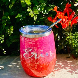 Glitter Wine Tumbler, OmbreTumbler, Personalized Tumbler