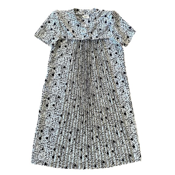 80s Vintage Abstract Dot Print Pleated Shift Dres… - image 1