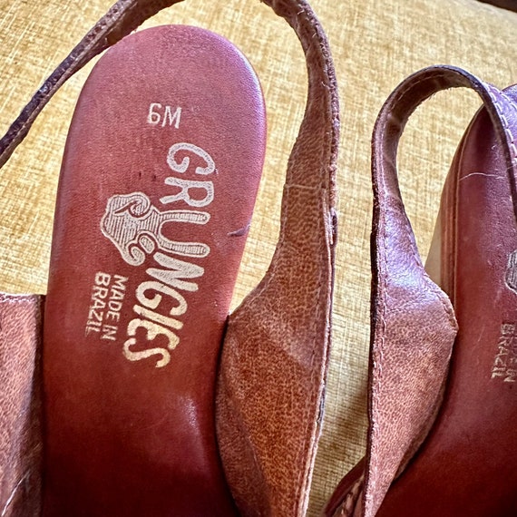 60s 70s Vintage Woven Leather Open Toe Wood Heel … - image 7