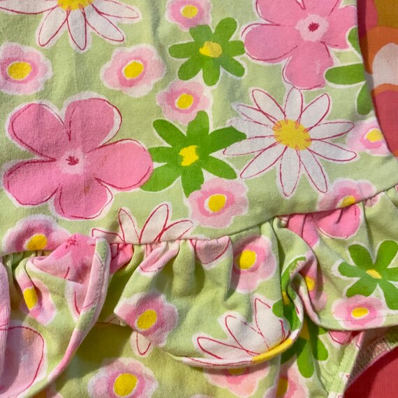 90s Vintage Floral Peplum Swimsuit - Green Pink D… - image 4