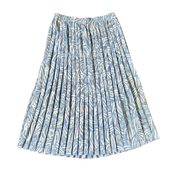 80s Vintage Accordion Pleat Skirt - Blue White Ab… - image 1