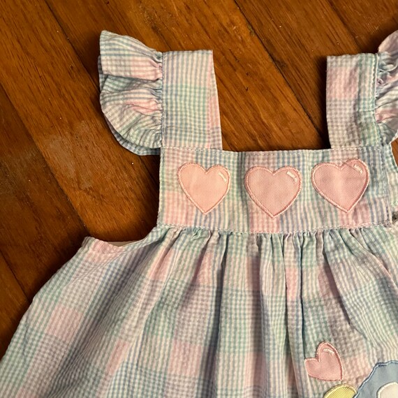 90s Vintage Pastel Gingham Hearts 2 Piece Outfit … - image 2