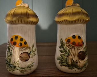Vintage Merry Mushrooms Salt and Pepper Shakers Sears Roebuck 1970"s