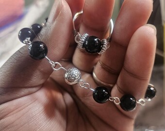 Lindo conjunto de joias de obsidiana