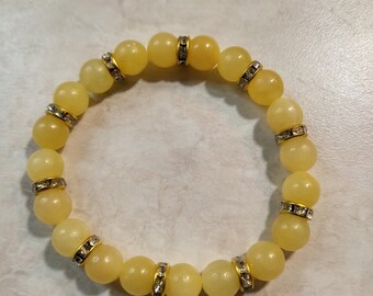 Linda pulseira elástica de jade amarelo